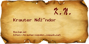 Krauter Nándor névjegykártya