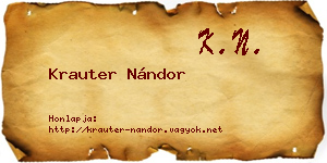 Krauter Nándor névjegykártya